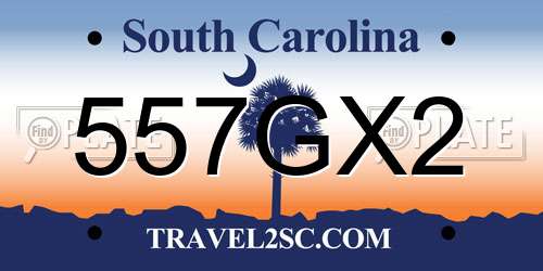 557GX2 South Carolina License Plate
