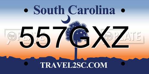 557GXZ South Carolina License Plate