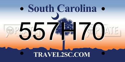 557H70 South Carolina License Plate