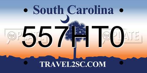 557HT0 South Carolina License Plate