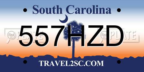557HZD South Carolina License Plate