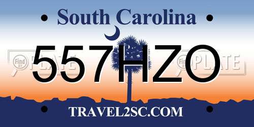 557HZO South Carolina License Plate