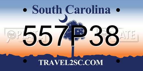 557P38 South Carolina License Plate