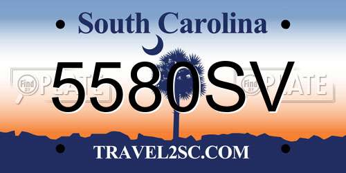 5580SV South Carolina License Plate