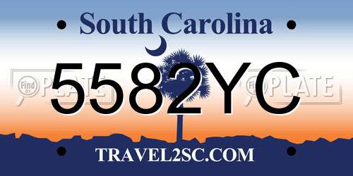 5582YC South Carolina License Plate