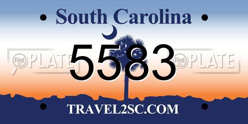 5583 South Carolina License Plate