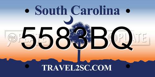 5583BQ South Carolina License Plate