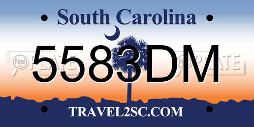 5583DM South Carolina License Plate