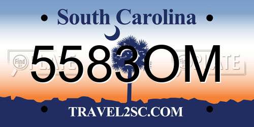 5583OM South Carolina License Plate