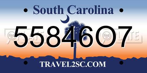 55846O7 South Carolina License Plate