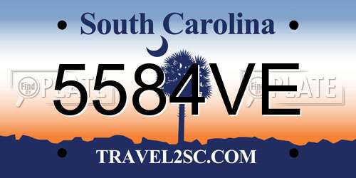 5584VE South Carolina License Plate