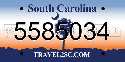 5585034 South Carolina License Plate