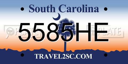 5585HE South Carolina License Plate