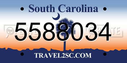 5588034 South Carolina License Plate