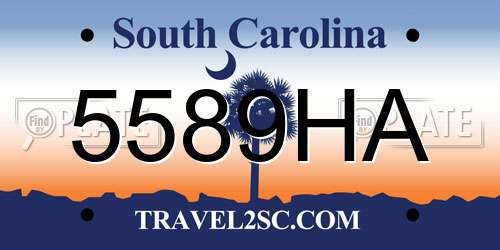 5589HA South Carolina License Plate
