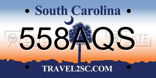 558AQS South Carolina License Plate