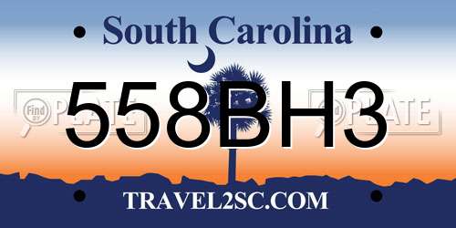 558BH3 South Carolina License Plate