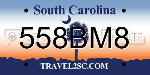 558BM8 South Carolina License Plate