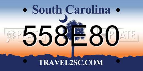 558E80 South Carolina License Plate