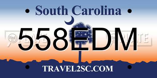 558EDM South Carolina License Plate