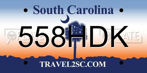 558HDK South Carolina License Plate