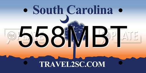 558MBT South Carolina License Plate