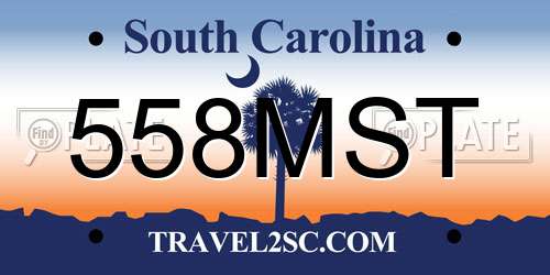 558MST South Carolina License Plate