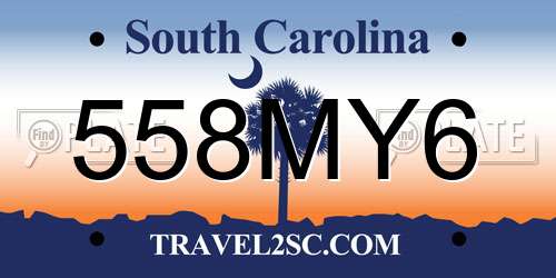 558MY6 South Carolina License Plate
