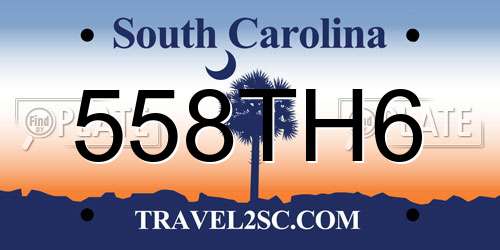 558TH6 South Carolina License Plate