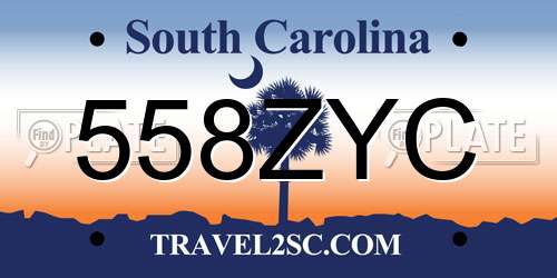 558ZYC South Carolina License Plate
