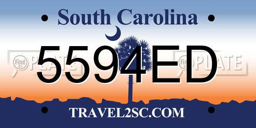 5594ED South Carolina License Plate
