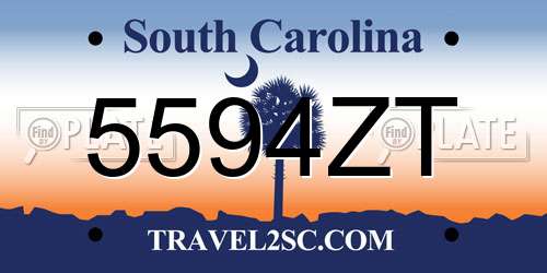5594ZT South Carolina License Plate