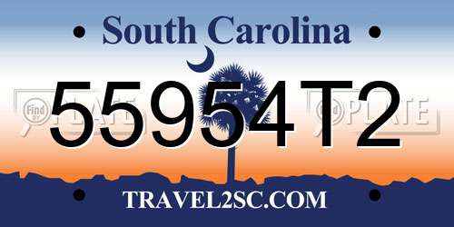 55954T2 South Carolina License Plate