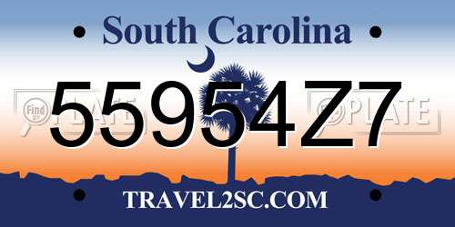 55954Z7 South Carolina License Plate