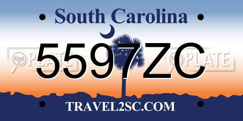 5597ZC South Carolina License Plate