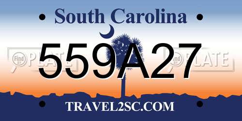 559A27 South Carolina License Plate