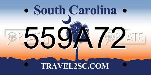 559A72 South Carolina License Plate
