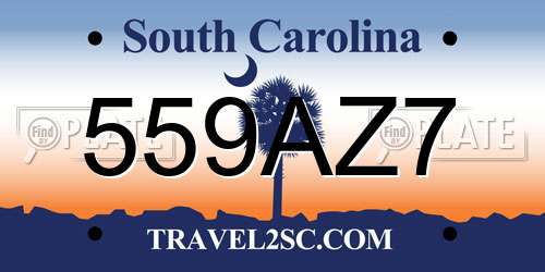 559AZ7 South Carolina License Plate