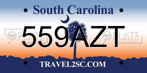 559AZT South Carolina License Plate