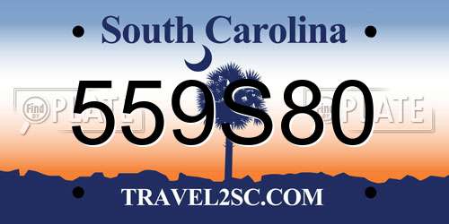 559S80 South Carolina License Plate