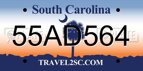 55AD564 South Carolina License Plate