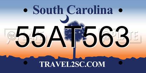 55AT563 South Carolina License Plate