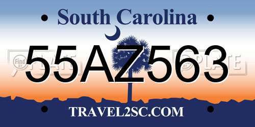 55AZ563 South Carolina License Plate