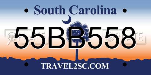 55BB558 South Carolina License Plate