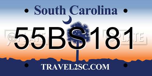 55BS181 South Carolina License Plate
