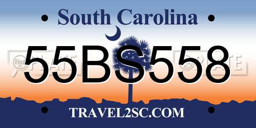 55BS558 South Carolina License Plate