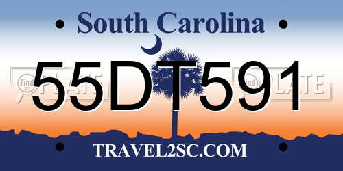 55DT591 South Carolina License Plate