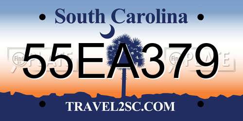 55EA379 South Carolina License Plate