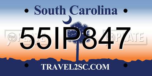 55IP847 South Carolina License Plate