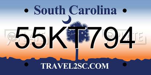 55KT794 South Carolina License Plate